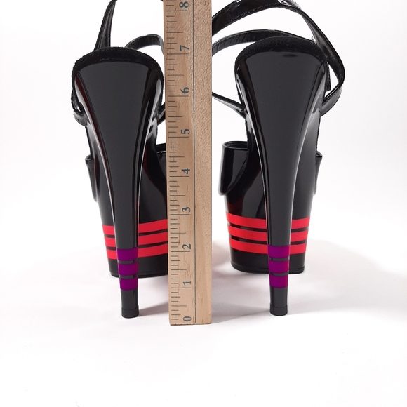Pleaser Adore 709UVLN Black Patent and Neon Platform Heels Size 11 - Picture 7 of 12